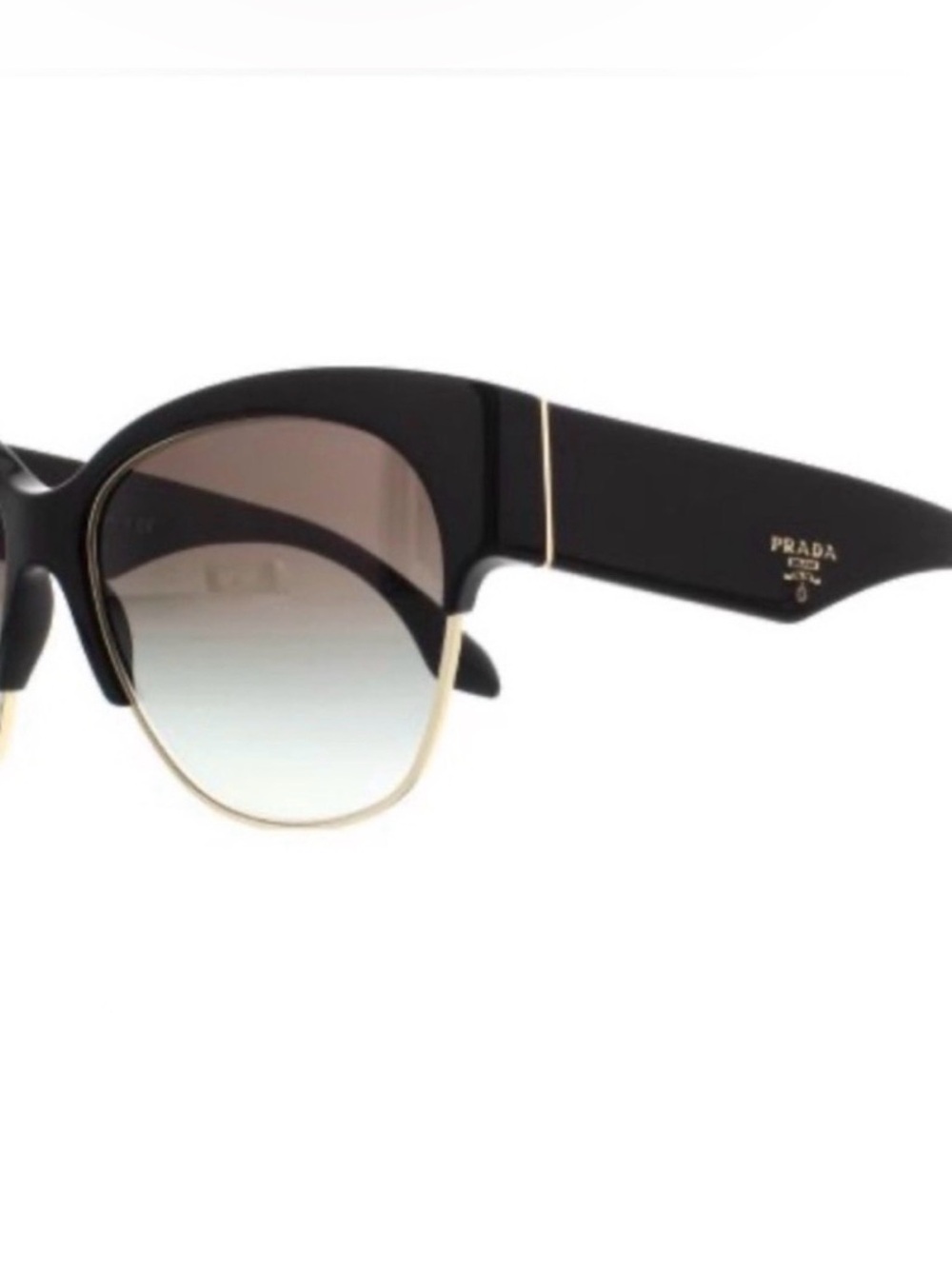 Prada Black and Gold Gradient Cat-Eye Sunglasses made in Italy.